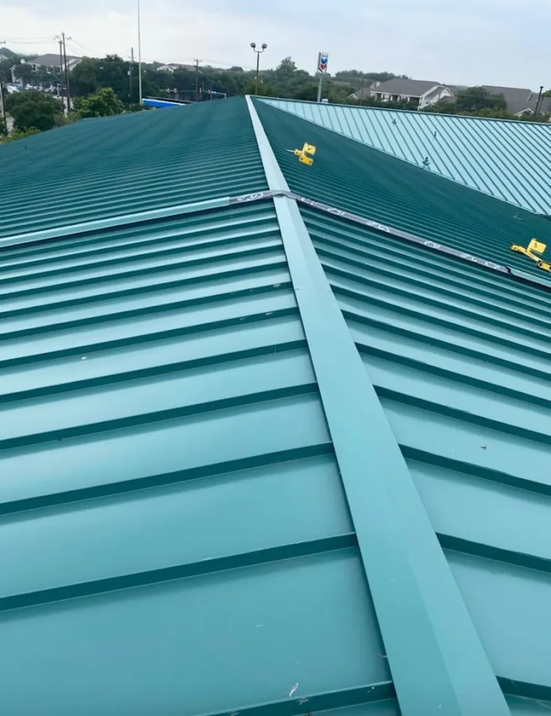 Green commercial metal roof ridge and valley for Metal Roof Repair in Kokomo
